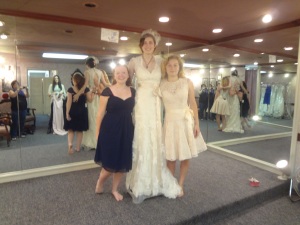 My first time wearing Bronwyn with Twirly and Erin to confirm she was the one.